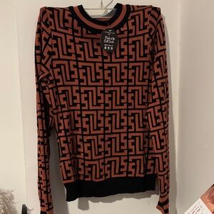 Geometric Patterned Sweater - Black and Brown